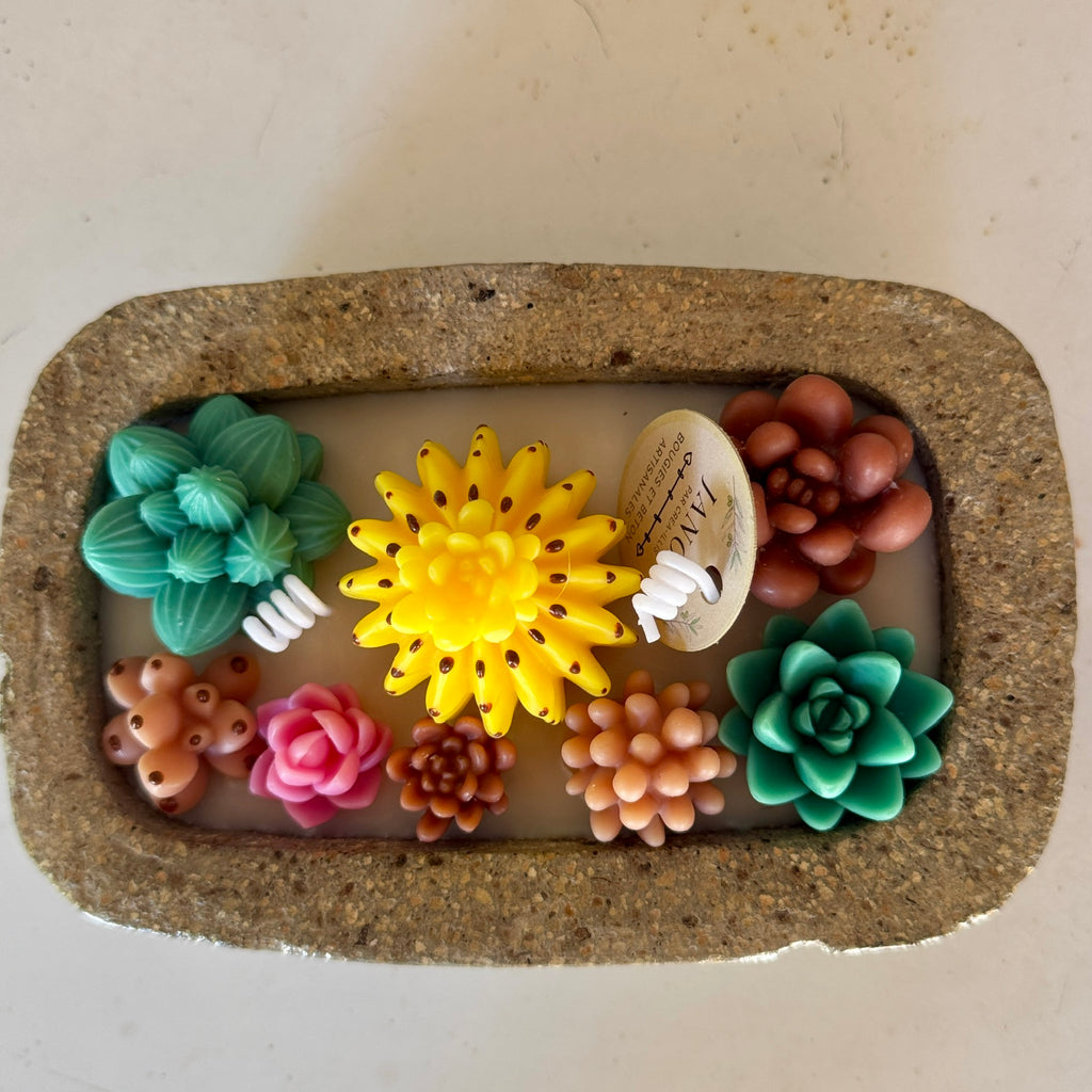 Jardin de Cactus – Bougie Artisanale en Béton Hypertufa