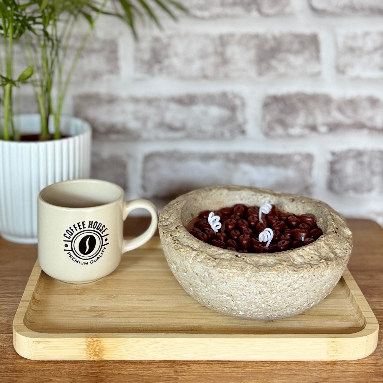 Bougie Gourmande "Expresso Intense" – Cire d'Olive & Hypertufa