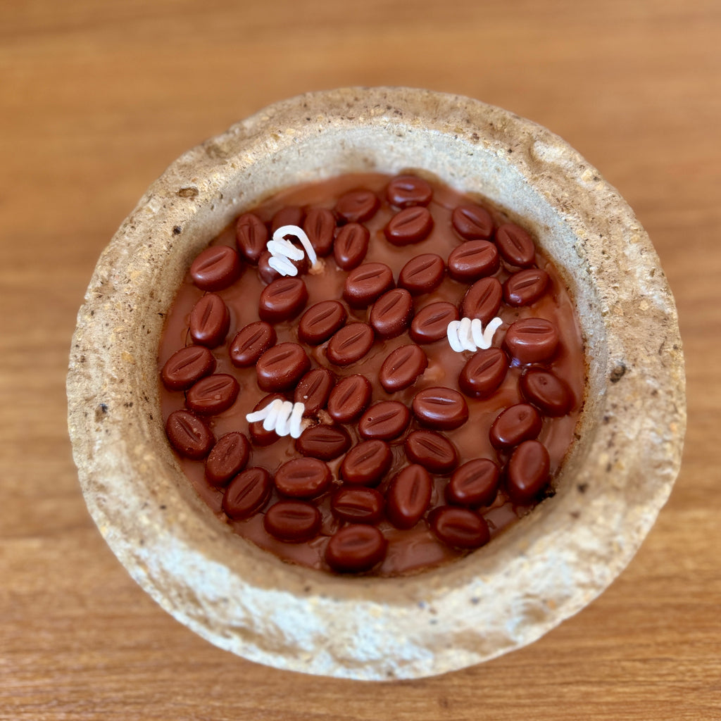 Bougie Gourmande "Expresso Intense" – Cire d'Olive & Hypertufa