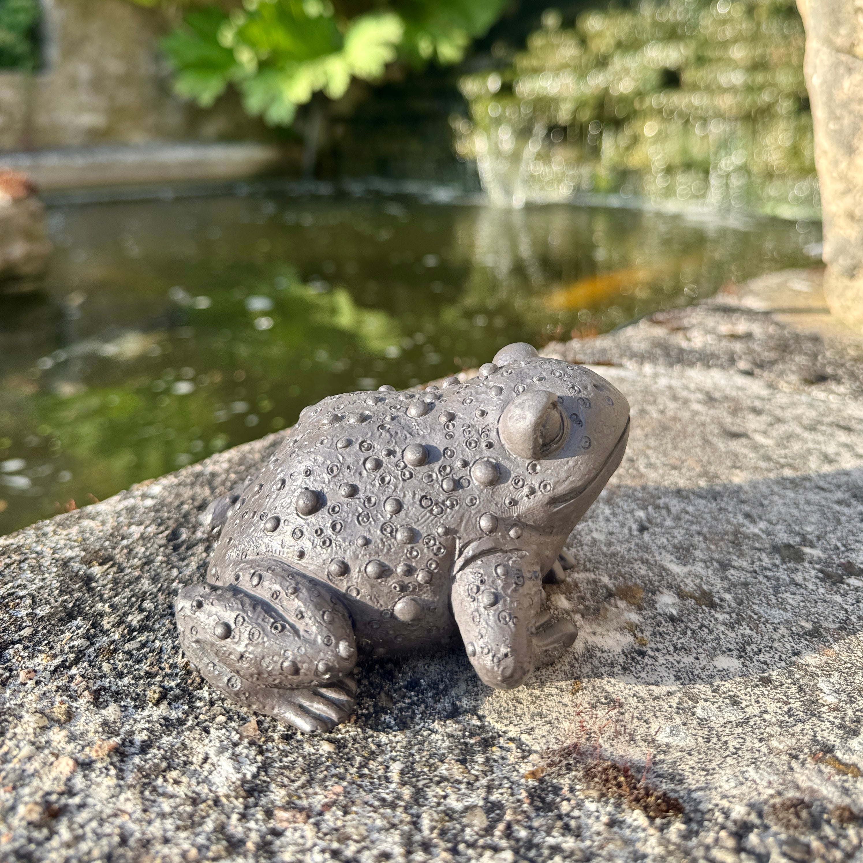 Statuette Crapaud Réaliste en Béton Noir - Décoration de Jardin & Intérieur