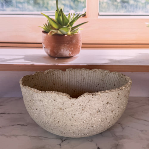 Bol en Hypertufa - Intérieur strié & silhouette minérale